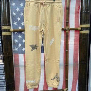 NWT Kappa Men's Beige Graphic Jogger Sweatpants Track Pants Casual Trousers L